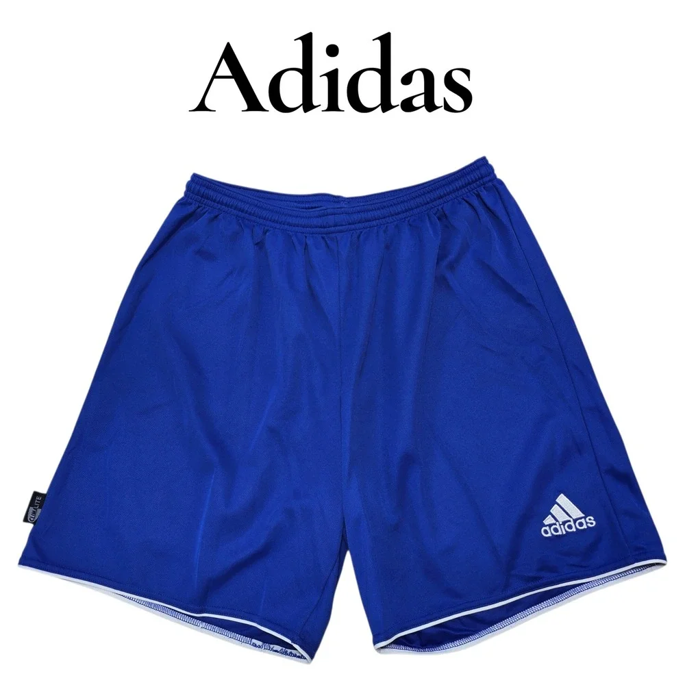 Adidas Soccer Shorts‎ Mens Large Royal Blue Climalite Athletic Gym Vintage